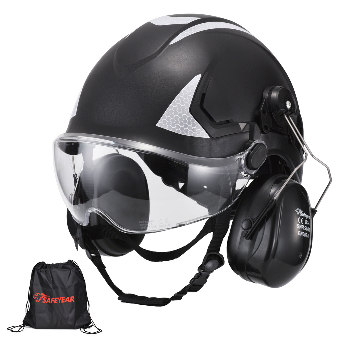 SAFEYEAR Multi-Protection Helmet – ANSI/CE Certified with Goggles & Ear Muffs for Construction, Mining & Forestry（Year）
