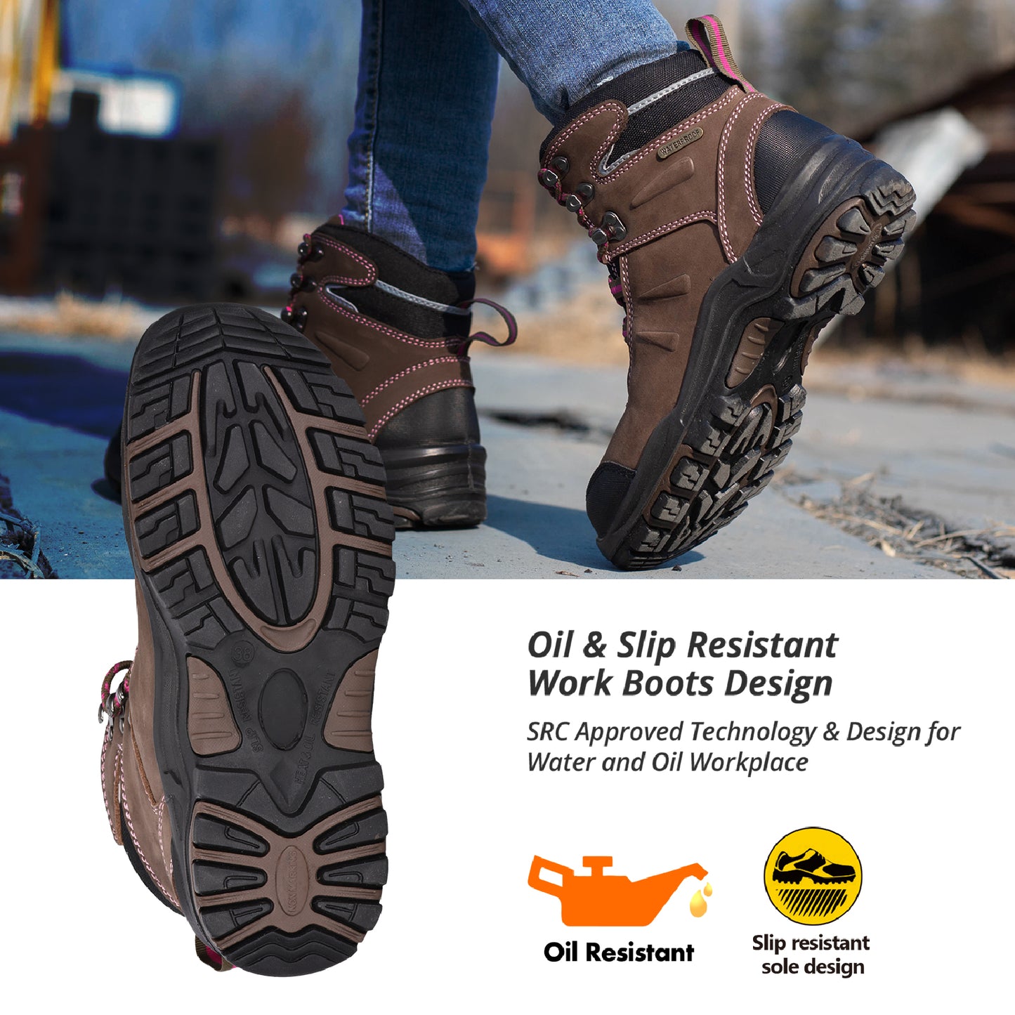 Safetoe Grey Steel Toe Safety Boots for Women（M-8553）