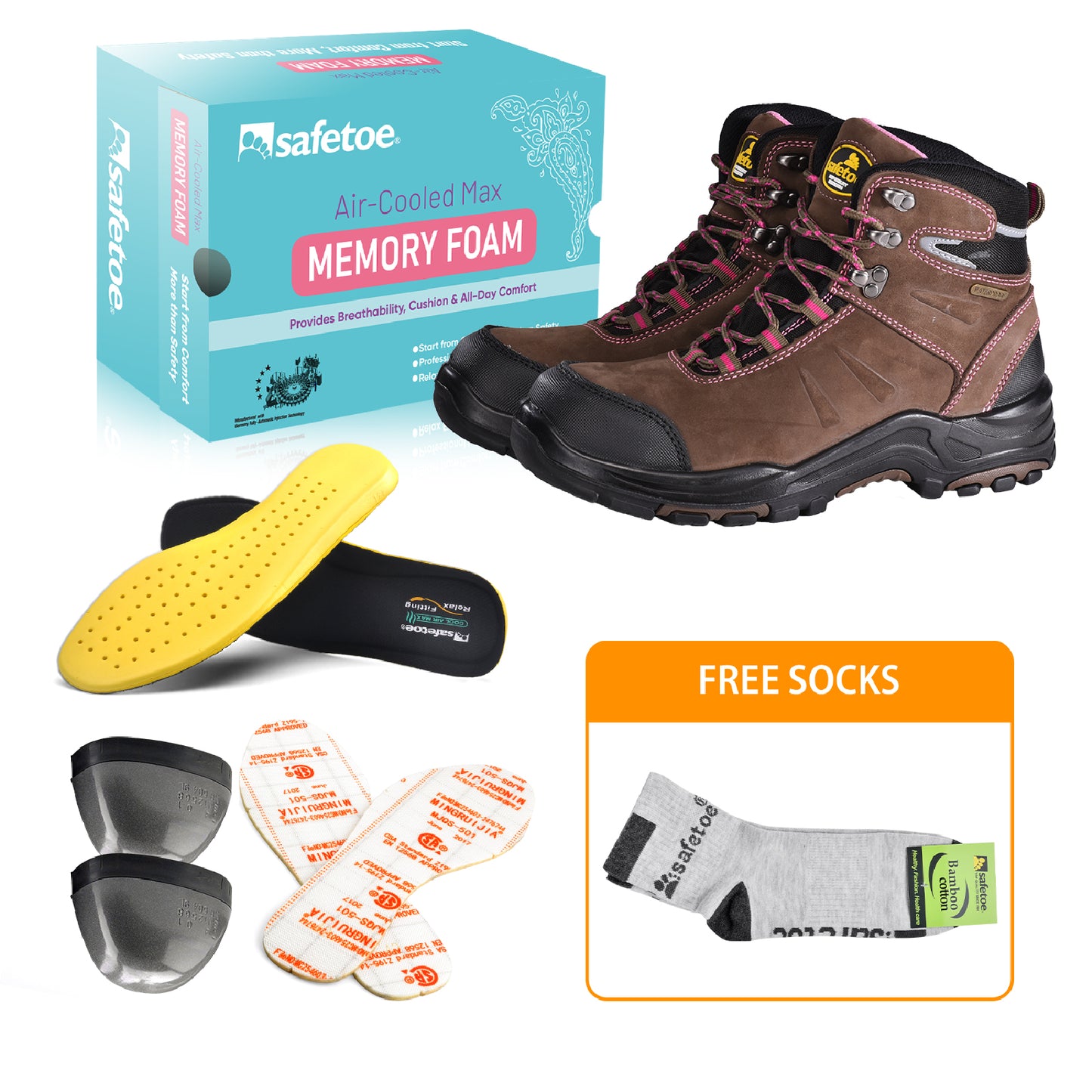 Safetoe Grey Steel Toe Safety Boots for Women（M-8553）