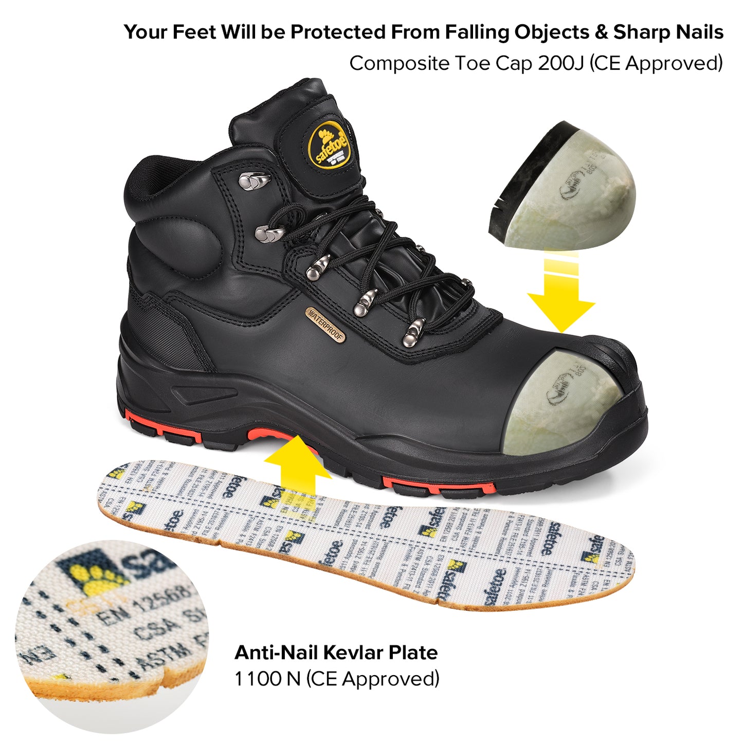 Zapatos ortopédicos Safetoe, zapatos de seguridad con puntera compuesta 