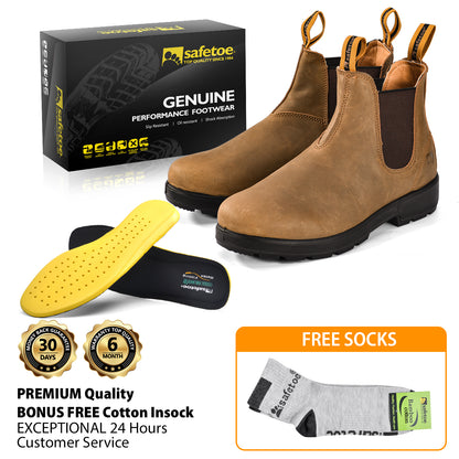 Safetoe Chelsea Work Boots for Men Slip On Safety Boots（Soft Toe）