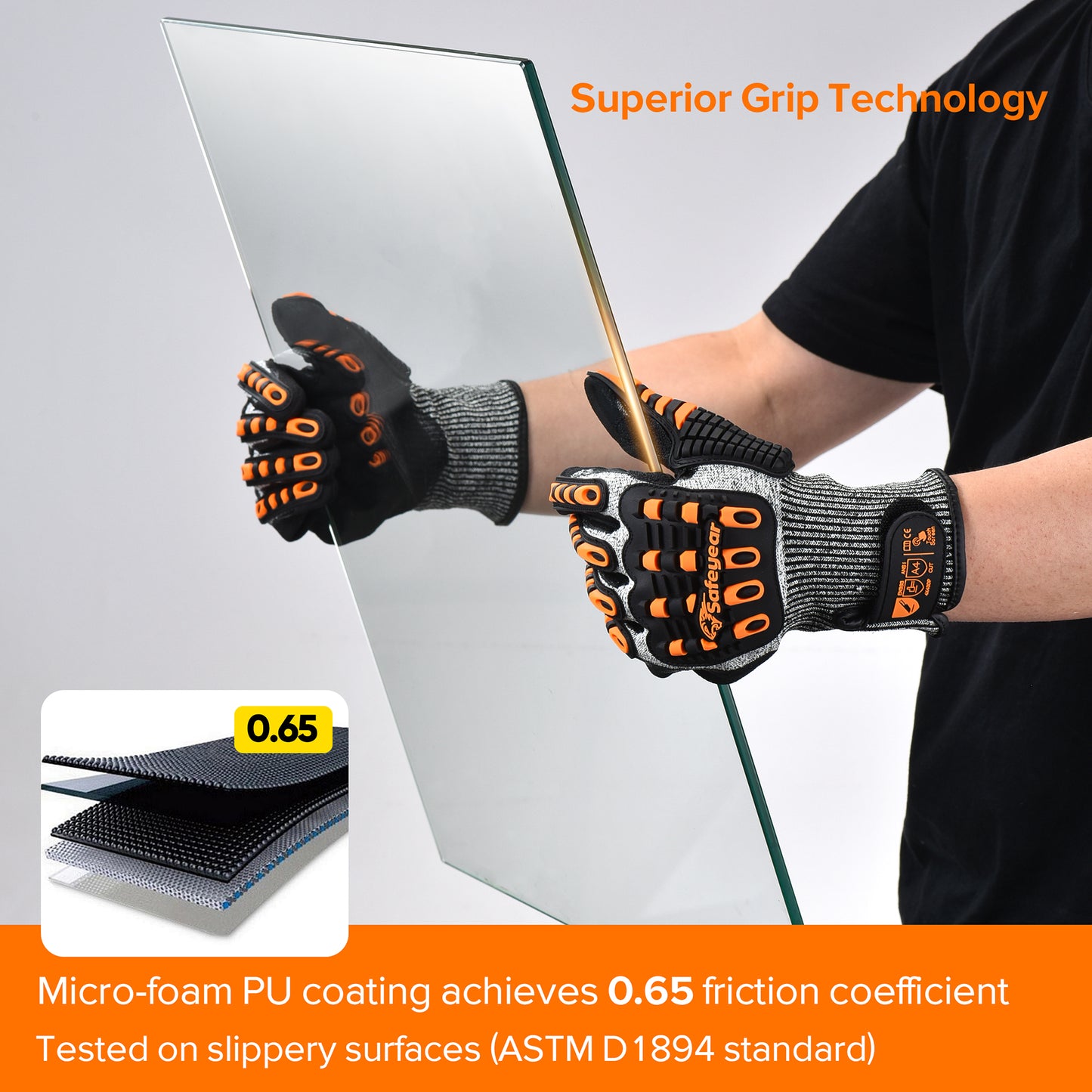 Guantes de trabajo mecánico resistentes a cortes SAFEYEAR FL-HDPAOR 