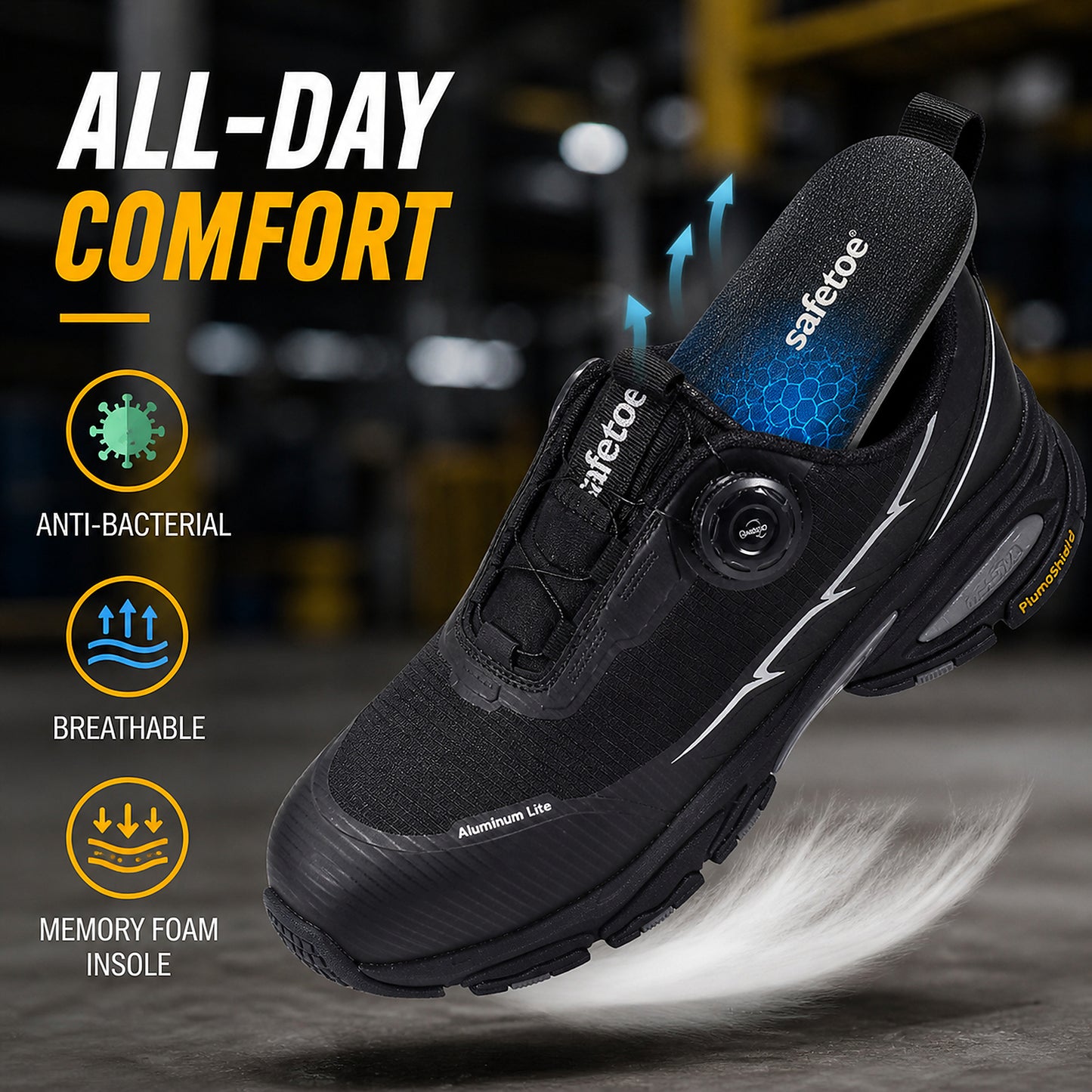 Leichte QuickDial Sicherheits-Sneaker, S1P Aluminiumkappe & Matrix-Tex PE-Platte L-7601