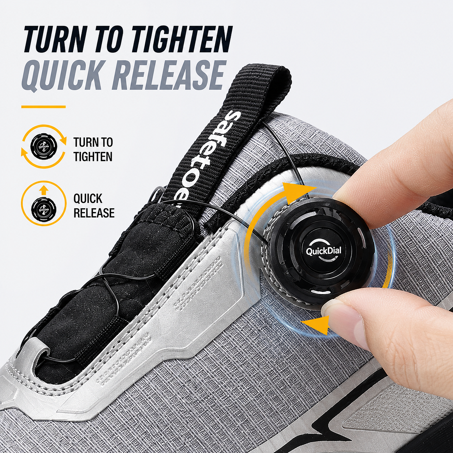 Lightweight QuickDial Safety Sneakers, S1P Aluminum Toe & Matrix-Tex PE Plate L-7601 Silver
