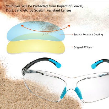SAFEYEAR SG003BU Anti-Fog Safety Glasses – HD Anti-Scratch Lens, UV Protection, No-Slip Grip