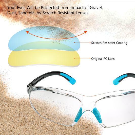 SAFEYEAR SG003BU Anti-Fog Safety Glasses – HD Anti-Scratch Lens, UV Protection, No-Slip Grip