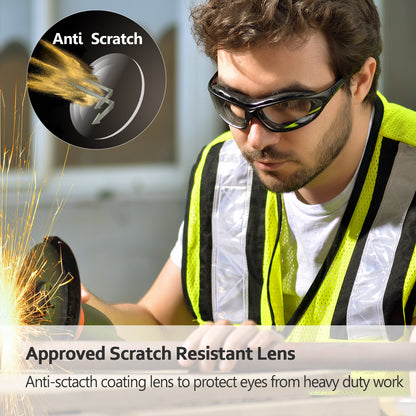 Gafas de seguridad antivaho SAFEYEAR - SG002, transparentes, resistentes a rayones, para hombres y mujeres, con agarre antideslizante, protección VU para bricolaje, laboratorio, soldadura, pulido y química.
